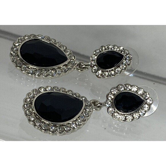 Crystal Rhinestone Cocktail Party Prom Pieced Wedding Earrings Teardrop Dangle - Picture 4 of 6